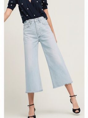 Citizens of Humanity Emma High Rise Wide Leg Crop Jeans Light Wash 26